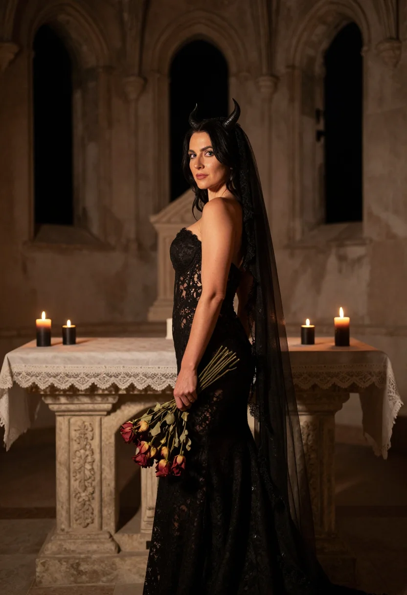 AI demon bride sample — portrait of a woman, an adult woman of Western-European ance