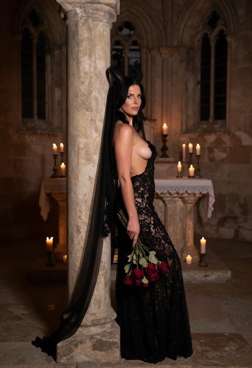 AI demon bride sample — portrait of a woman, an adult woman of Western-European ance
