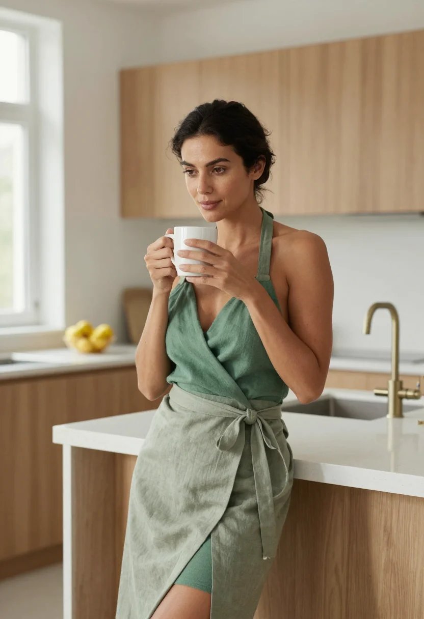 AI milf kitchen sample — portrait of a woman, half-length three-quarter portrait of a
